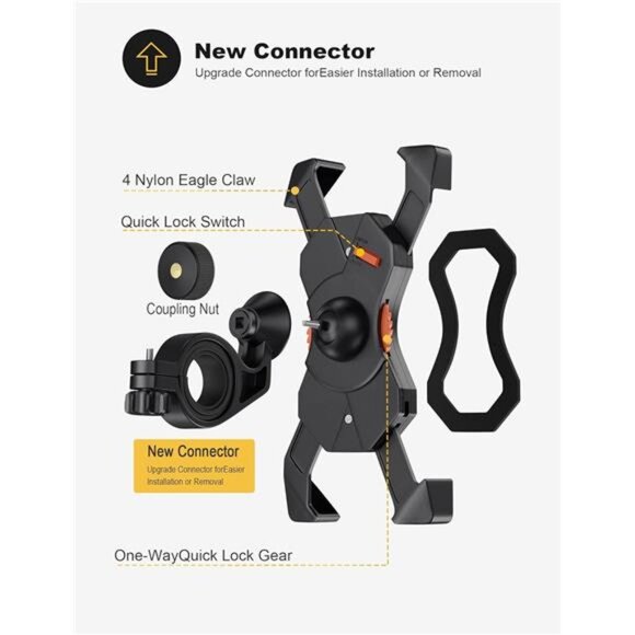 Bike Phone Holder, Handlebar Phone Mount with 360° Rotation for 3.5-6.5 inch - Picture 5 of 6